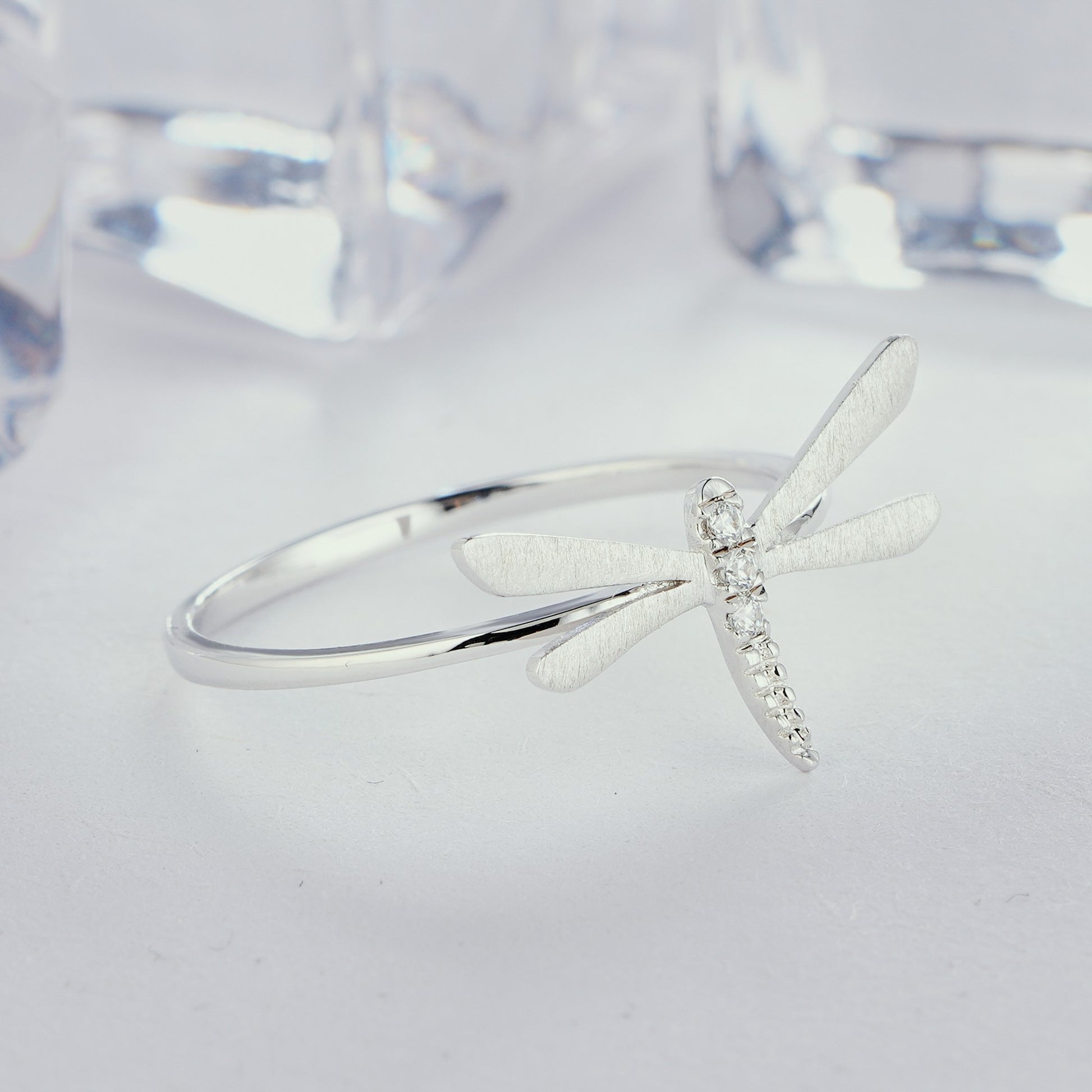 Stylish Dragonfly Engagement 14K/18K Gold Diamond Name Ring - ShainJewelry