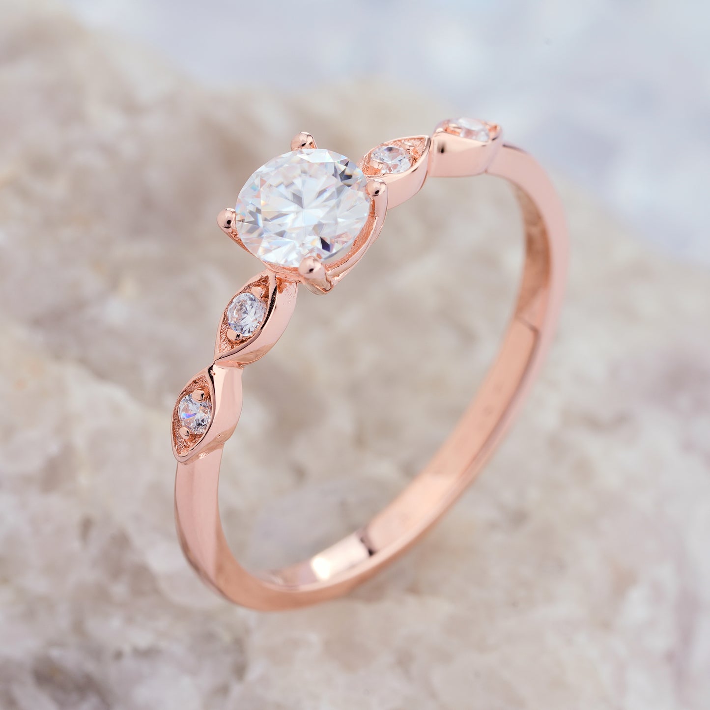 Moissanite Engagement Rings Diamond Dainty Wedding Ring in14K/18K Gold - ShainJewelry