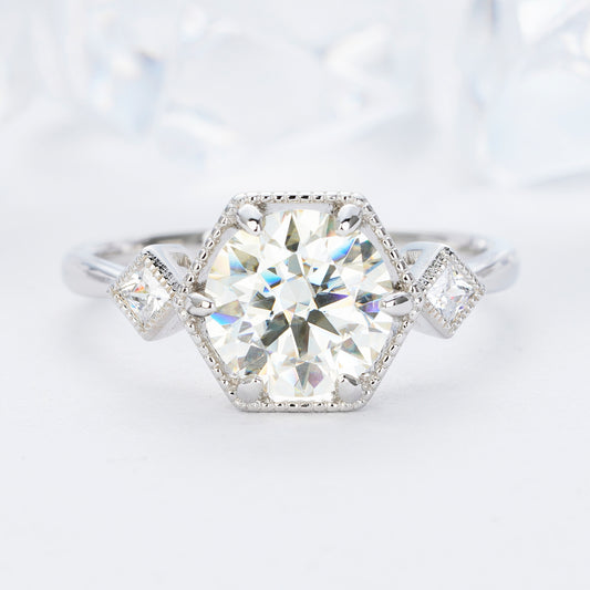 2.0 carat Moissanite Engagement Rings Dainty Wedding 14k White Gold Promise Anniversary Ring for women - ShainJewelry